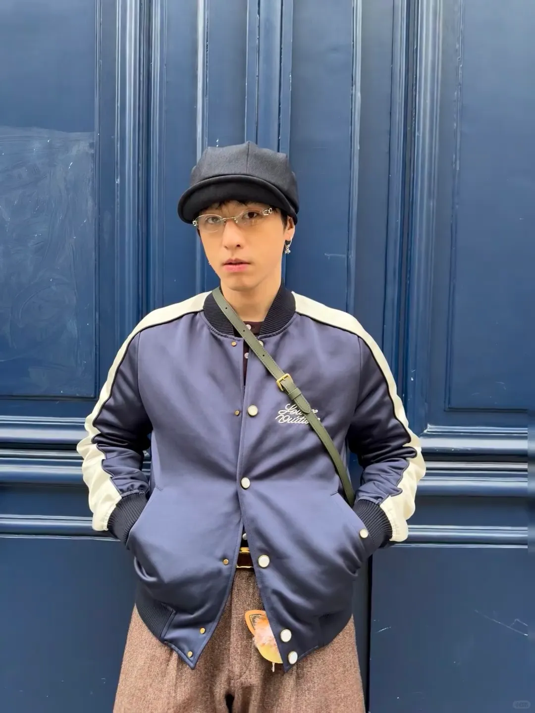 Louis Vuitton/Louis Vuitton horse embroidered cotton baseball jacket